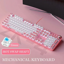 Load image into Gallery viewer, Dragon Pink and Sky Blue Theme Retro Mechanical Wired Keyboard