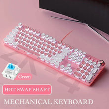 Load image into Gallery viewer, Dragon Pink and Sky Blue Theme Retro Mechanical Wired Keyboard