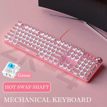 Load image into Gallery viewer, Dragon Pink and Sky Blue Theme Retro Mechanical Wired Keyboard