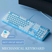 Load image into Gallery viewer, Dragon Pink and Sky Blue Theme Retro Mechanical Wired Keyboard