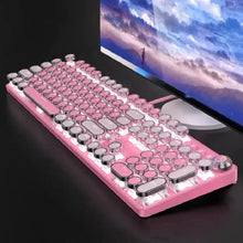 Load image into Gallery viewer, Dragon Pink and Sky Blue Theme Retro Mechanical Wired Keyboard