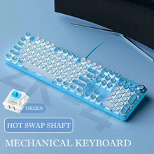 Load image into Gallery viewer, Dragon Pink and Sky Blue Theme Retro Mechanical Wired Keyboard