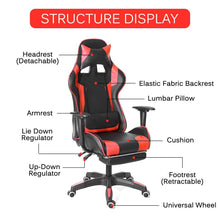 Load image into Gallery viewer, Vegan Leather Computer Gaming Chair with Foot Rest
