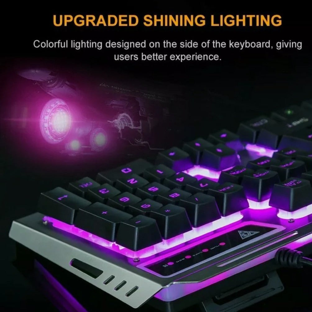 Dragon Metallic Silver Mechanical Gaming shops Keyboard and Mouse Set