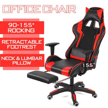 Load image into Gallery viewer, Vegan Leather Computer Gaming Chair with Foot Rest
